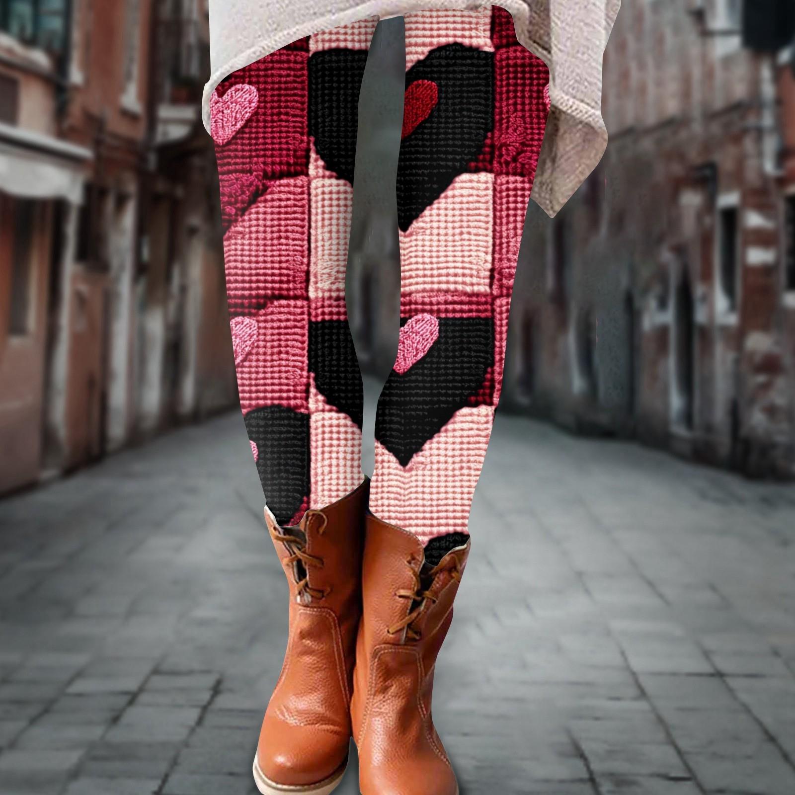 

Women s Pants Valentine s Day 3D Printed Stretch Soft Leggings Casual Home Pajama Pants M чорний