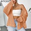 BITCED Loose-Fit Lightweight Knitted Cardigan Jacket for Women Autumn Solid-Colour Casual Outerwear Cardigan