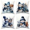 4pcs Christmas Snowman Reindeer Truck Cushion Covers - Double-Sided Retro Winter Patterns, Zipper Closure Suitable Bed Chair Decor, Machine Washable H
