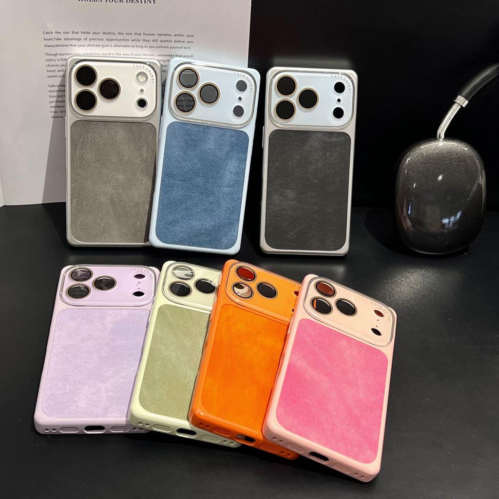 Square Crystal Lens Denim Case for iPhone 17 Pro Max/16 Pro Full Coverage 14/15