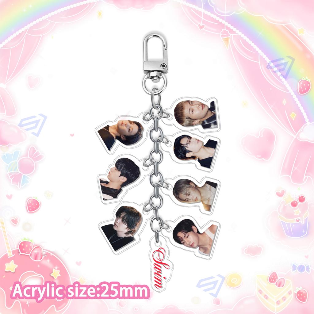 BTS Llavero Cadena de Fotos Arirang Tour, Colgante Mini Retrato de Miembro Acrílico con Etiqueta de Logo, Colgante de Bolsa Coleccionable para Fans Kpop ARMY