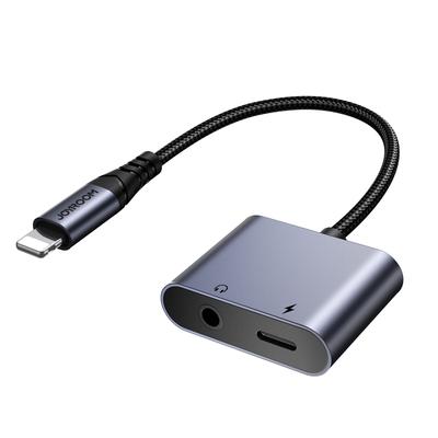 Adaptateur 2-en-1 pour chargeur iPhone écouteurs Lightning mini-jack 35mm noir