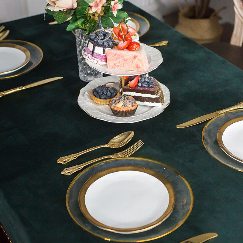 Vintage Green Soft Velvet Rectangular Countertop With Brushes Countertop Event Square Countertop Color | Layer