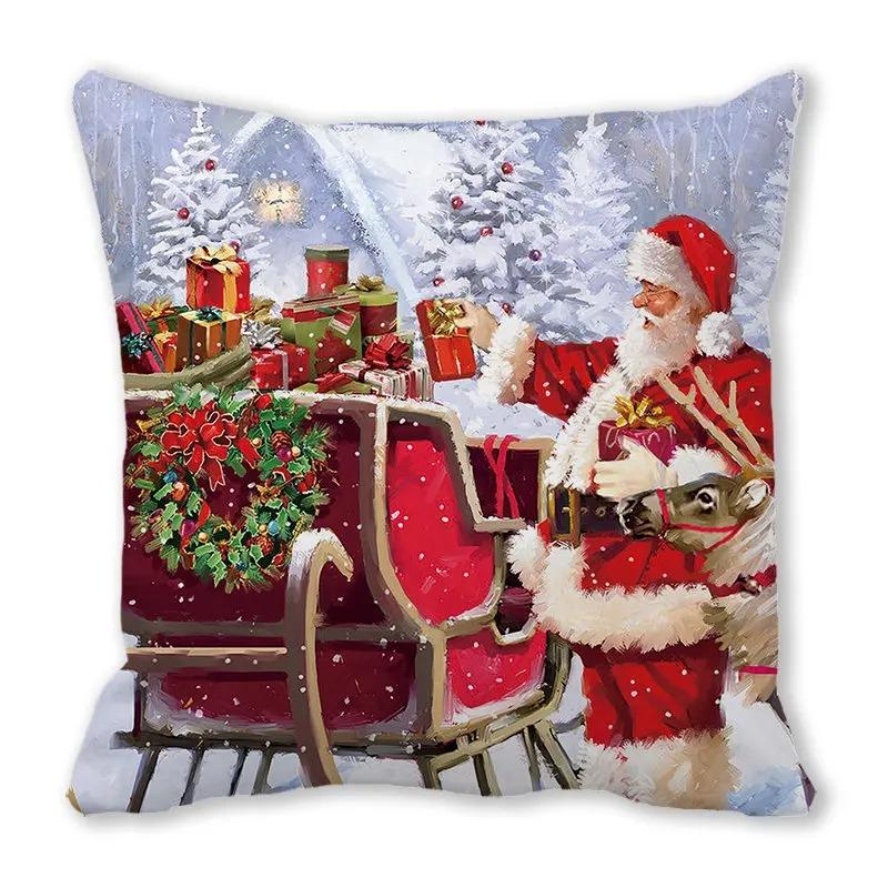 Vianočné obliečky na vankúše Autopríslušenstvo Kancelária Santa Claus Obývacia izba Pohovka Domáce obliečky na vankúše