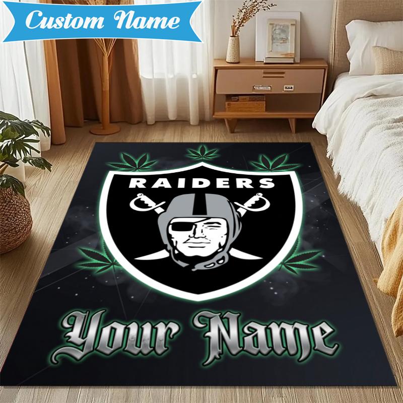 Custom Name Raiders Football Rug Indoor Floor Mat Chair Rug Perfect for Living Room, Bedroom, Playroom, Game Room Christmas fan gifts