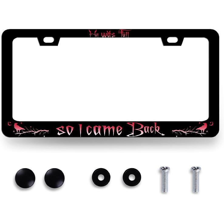 Blue Boho Flowers License Plate Frame Stainless Steel Holder 12.2" X 6.2" | Cute Floral License Plate Personalise Auto Parts for Men Women Car