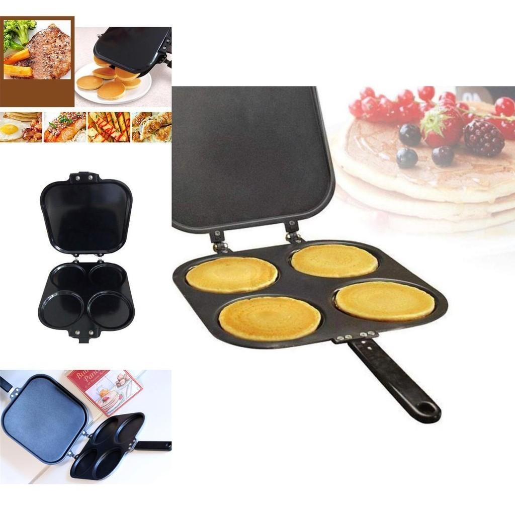 Poêle antiadhésive polyvalente à quatre trous - Parfaite pour faire des crêpes, des omelettes et plus encore