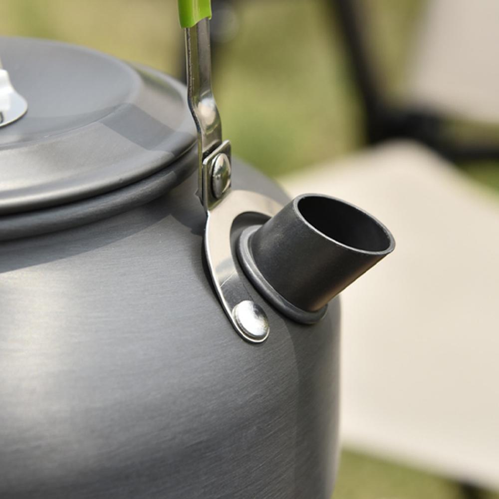 15Pcs Hard Anodized Camping Cookware Set for 4-5 People, Portable Outdoor Combo Kit with Pot, Frying Pan, 1.2L Kettle & Tableware, Black Handles