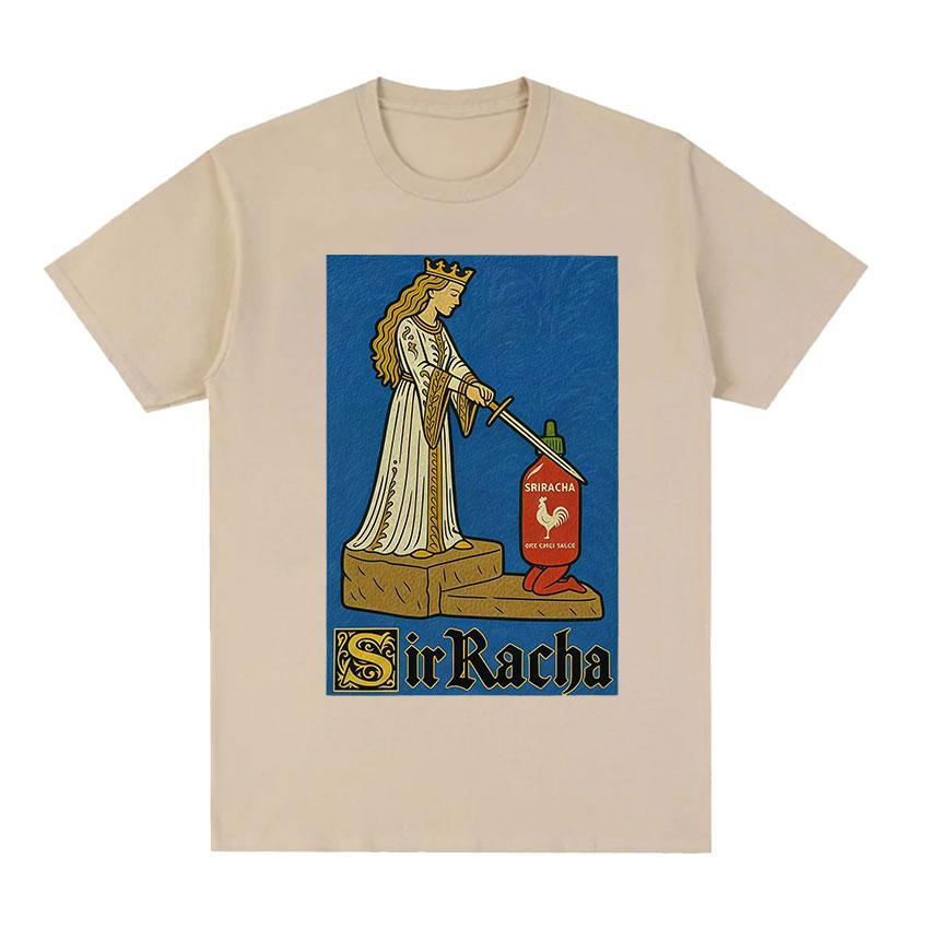 Sir Racha Mittelalter Könige Ära Lustiges Meme Scharfe Soße Grafik T-Shirt Unisex Damen Humor Stil T-Shirt Mode Übergroßes Baumwoll-T-Shirt