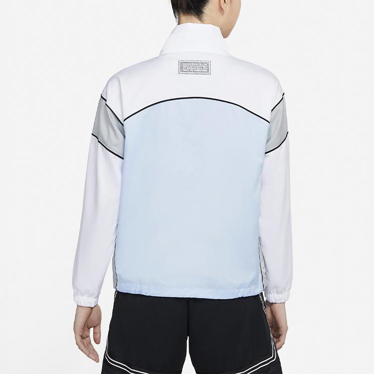 Nike Swoosh Fly Basketball Retro Color Block Stand Collar Woven Jacket Women Jackets White CZ6603-100