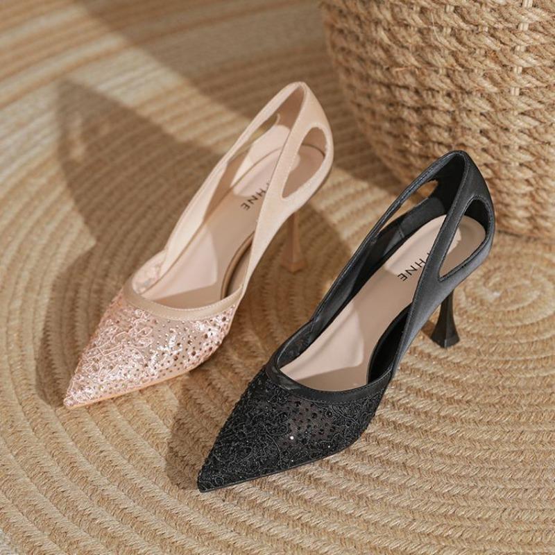 Pierced Heels, High Heels, Pointed Toe, Covered-toe Sandals, Women's Shoes