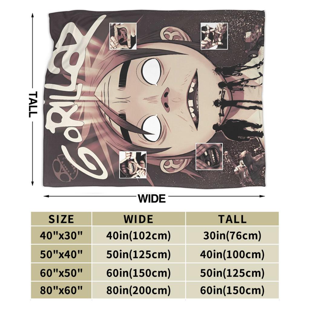 Music Band G-gorillazs Soft Blankets Picnic Plush Throw Blanket Aesthetic Home Decor Flannel Bedspread Sofa Bed Cover