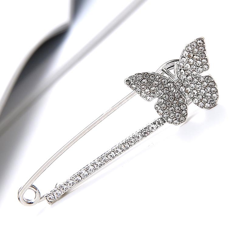 Simple Diamond-Encrusted Butterfly Pin Waistband Waist Artifact Fixed Clothes Insect Brooch Women'S Safety Anti-Travel Buckle Accessories