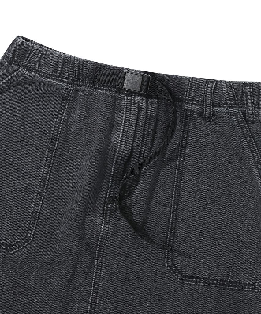 Columbia University M-Label Belted Denim Long Skirt Black Jeans
