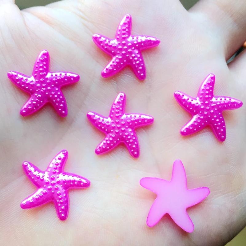 80pcs 18mm DIY Resin sky blue Flatback Starfish Star Mobile Phone Decoration wedding decoration A088
