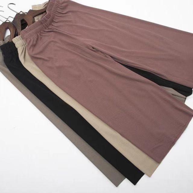 2026 Women's Plus Size High Waist Ice Silk Wide-Leg Summer Pants