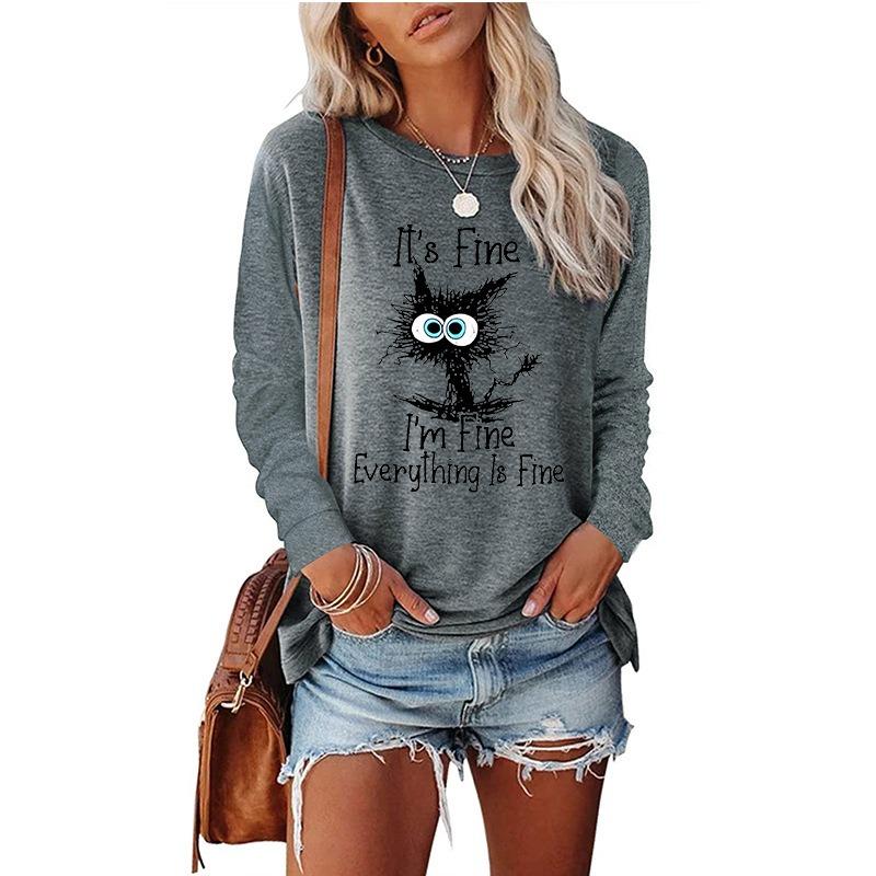 QICED Women's Fashion Casual Long Sleeve O-Neck  Blouses & Shirts