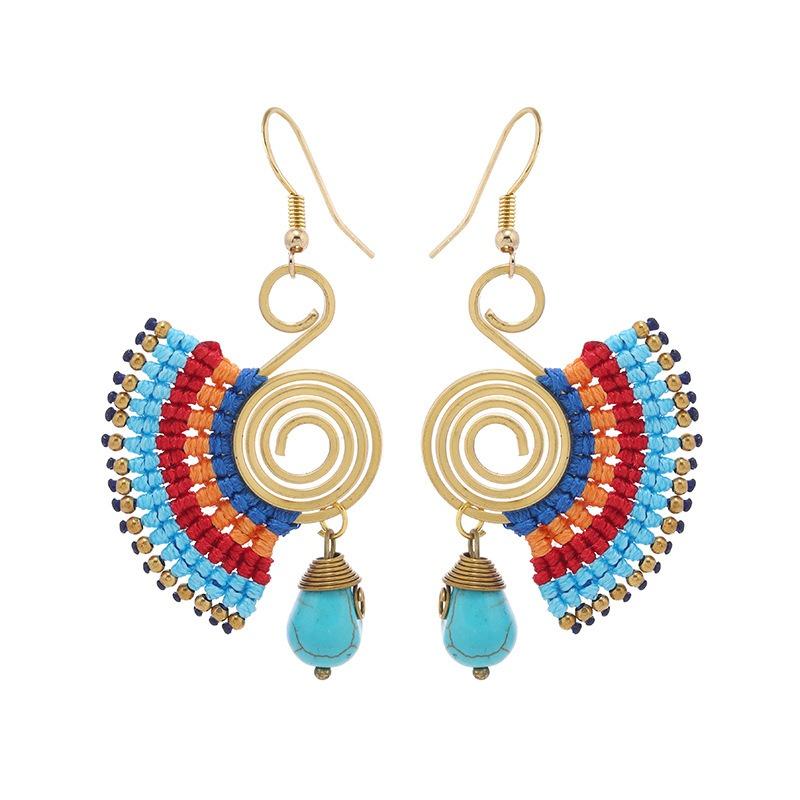 Niche Design Woven Earrings Bohemian Retro Resort Style Personality Temperament Handmade Earrings