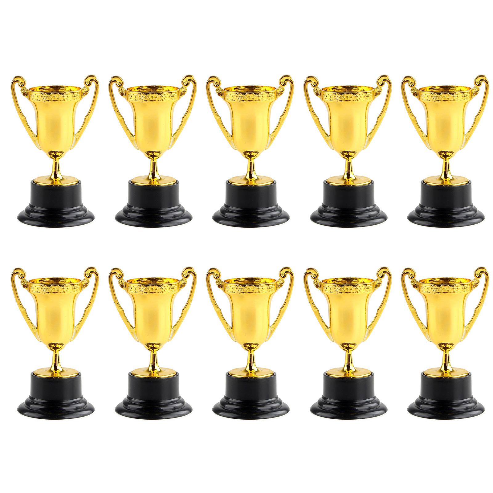 

10шт пластиковых трофеев для спортивных соревнований, мини-трофеи, награда победителя, многоразовый реквизит для фотографий, принадлежности для классов золотой