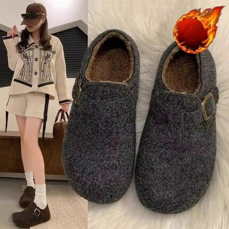 

Fleece Shoes, Women s Flat Shoes, Best-selling Autumn and Winter Shoes, Lazy Cotton Shoes 40 сірий колір