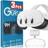 3-1Pcs Tempered Glass Films with Protective Case for Meta Quest 3 VR Headset Anti-Scratch Camera Lens Protector for Meta Quest 3