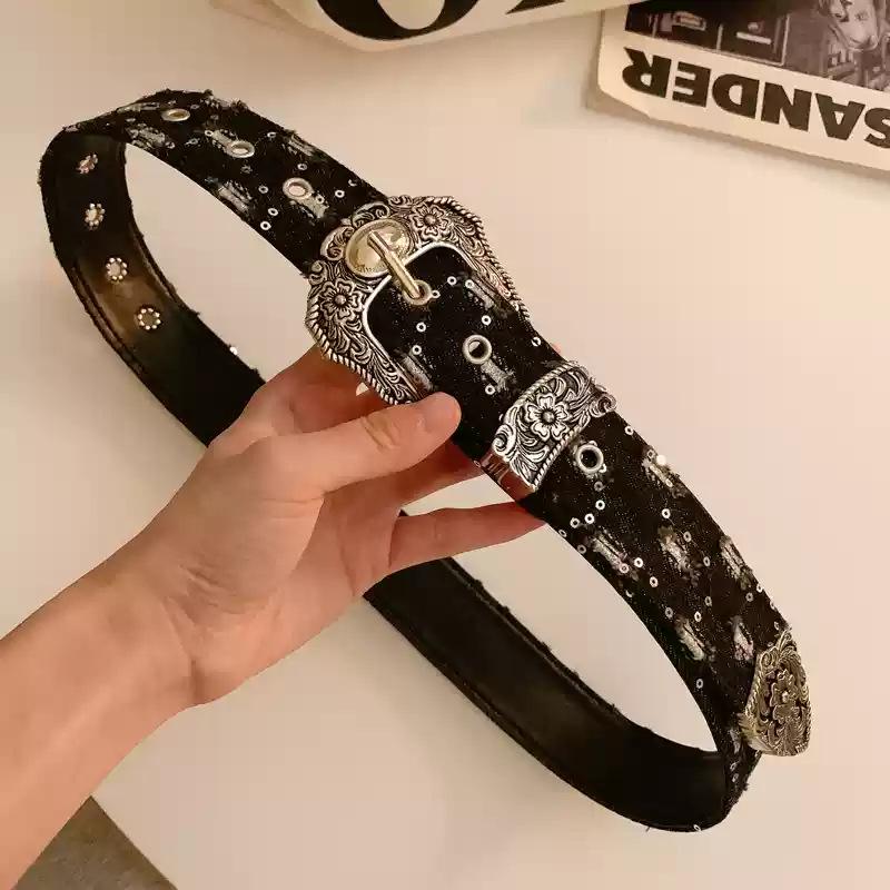 Korean Leather Denim Butterfly Cutout Waist Belt - Trendy, Versatile Waist Chain Accessory for Women