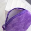 1Pcs Kawaii ID Card Bag Round Coin Purse Pure Color Keychain Coin Bag Plush Thin Short Cute Wallet for Women