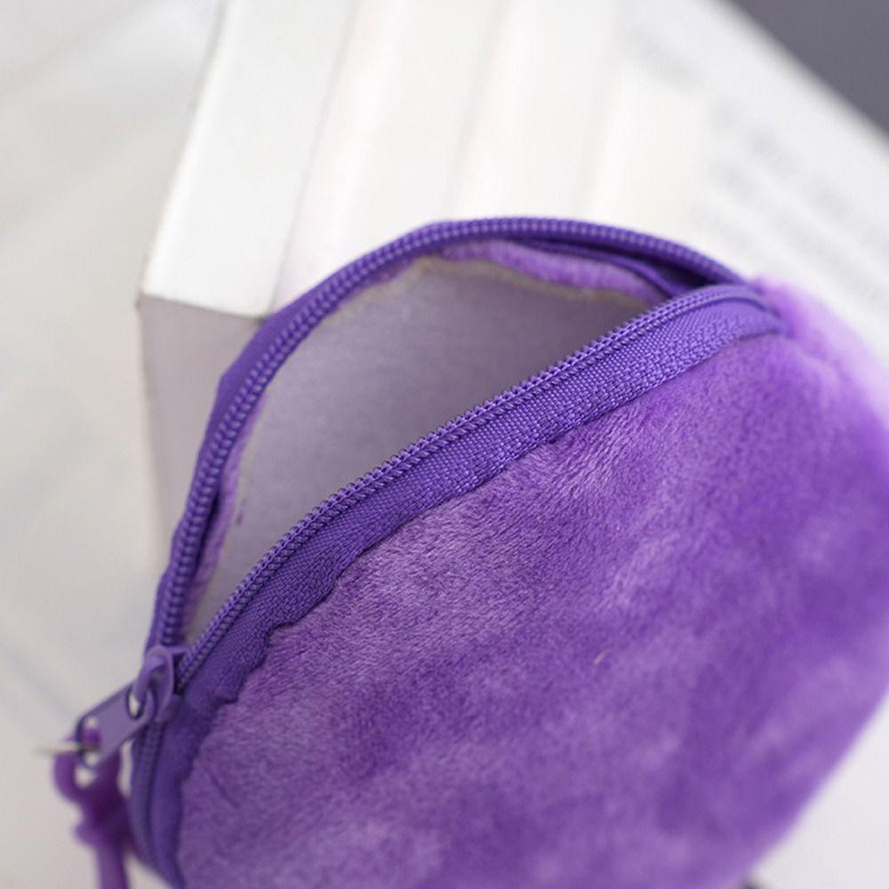 1Pcs Kawaii ID Card Bag Round Coin Purse Pure Color Keychain Coin Bag Plush Thin Short Cute Wallet for Women
