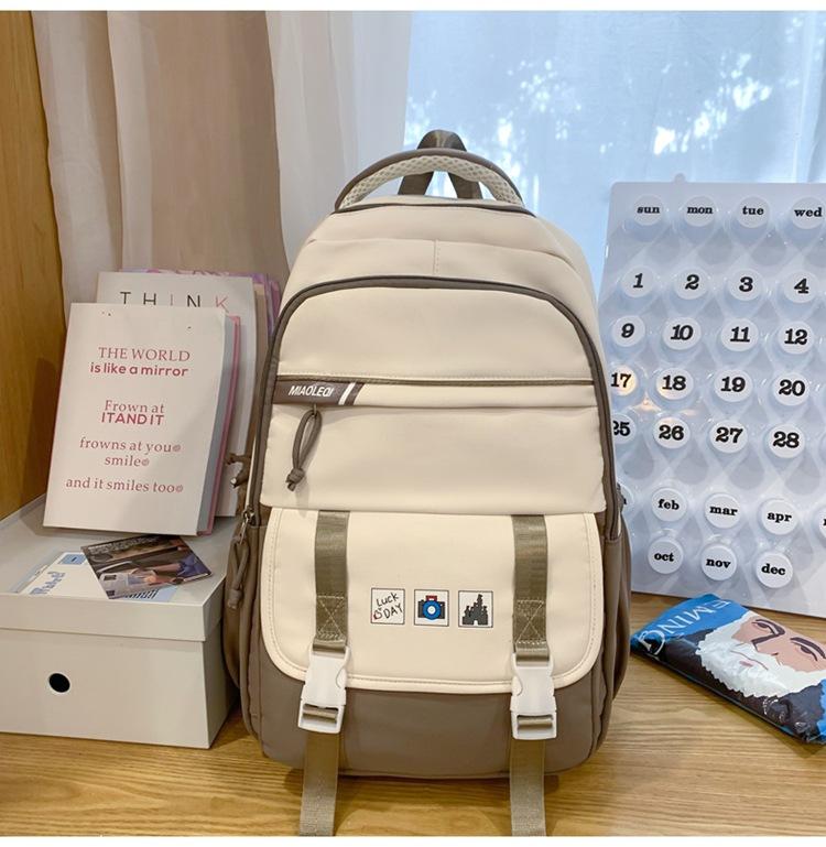 

Junior high school backpack school season campus girls schoolbag fresh and sweet contrasting color splicing backpack хакі