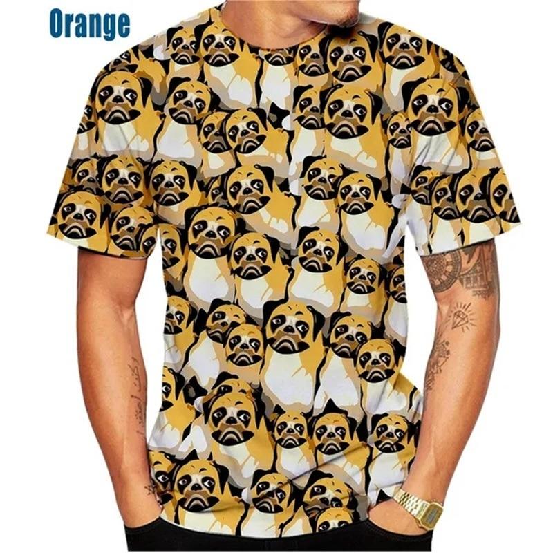 

Summer New Men s Trendy Print Pattern Cat Element T-shirt Fashion Slim Fit Round XXS