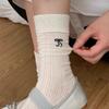 Women's Summer Thin Cotton Ballet Style Bow Hollow Mesh Breathable Tube Stack Socks