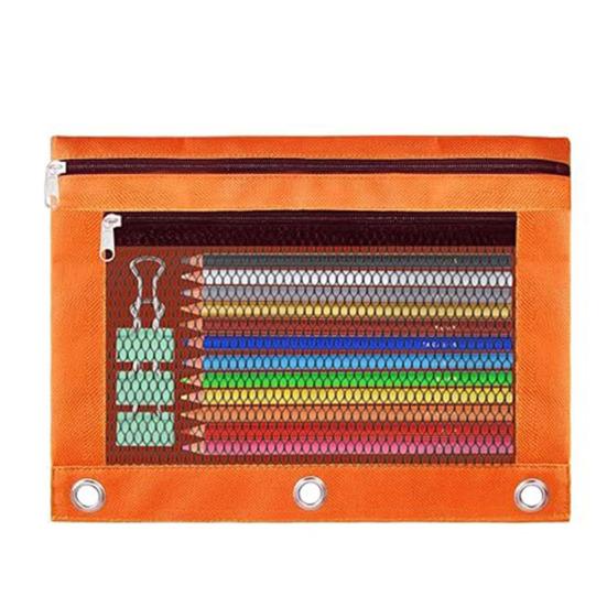 3ks Pouzdro na tužky 3 kroužkový pořadač Velkokapacitní Pouzdro na tužky Průhledné okénko