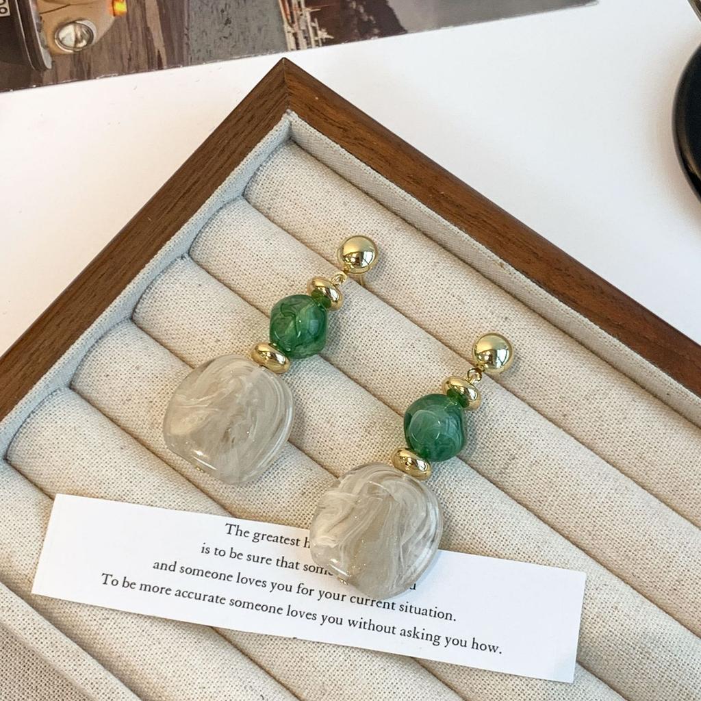 French Retro Acrylic Dyeing Irregular Geometric Dangle Earrings Temperament Earring Jewelry For Women Daily Accessories