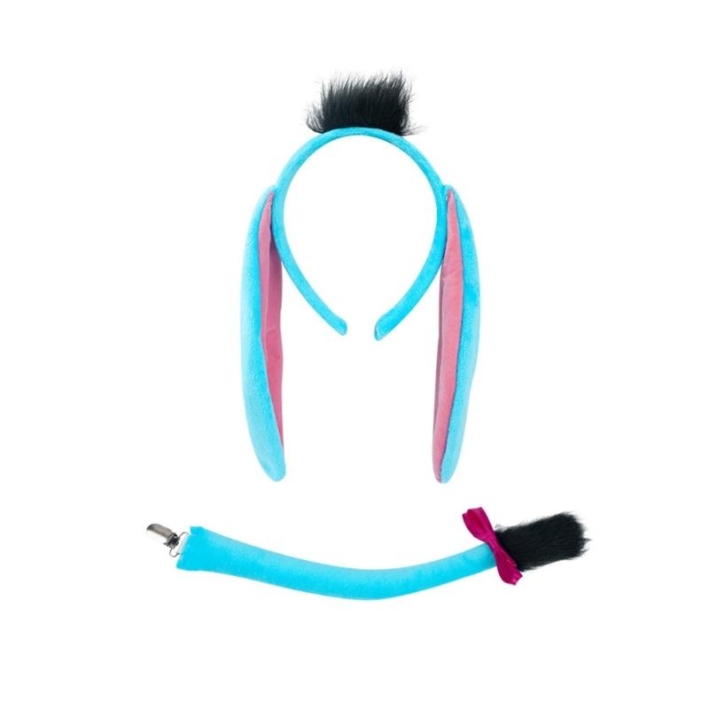 Donkey Tail Costume with Donkey Tail Headband Nose Glove Skirt Bowtie Halloween Donkey Costume for Kid Halloween Cosplay
