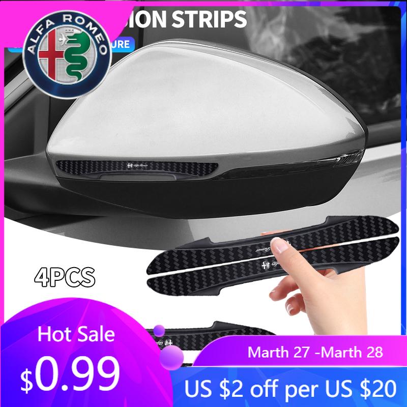 For Alfa Romeo 4pcs/set Car Door Edge Anti-collision Sticker For Alfa Romeo Giulia Stelvio Giulietta 156 159 147 Mito Tonale BreLR1