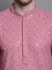 Jompers Men'S Sequin Embroidered Pure Cotton Kurtas (Coral, M)