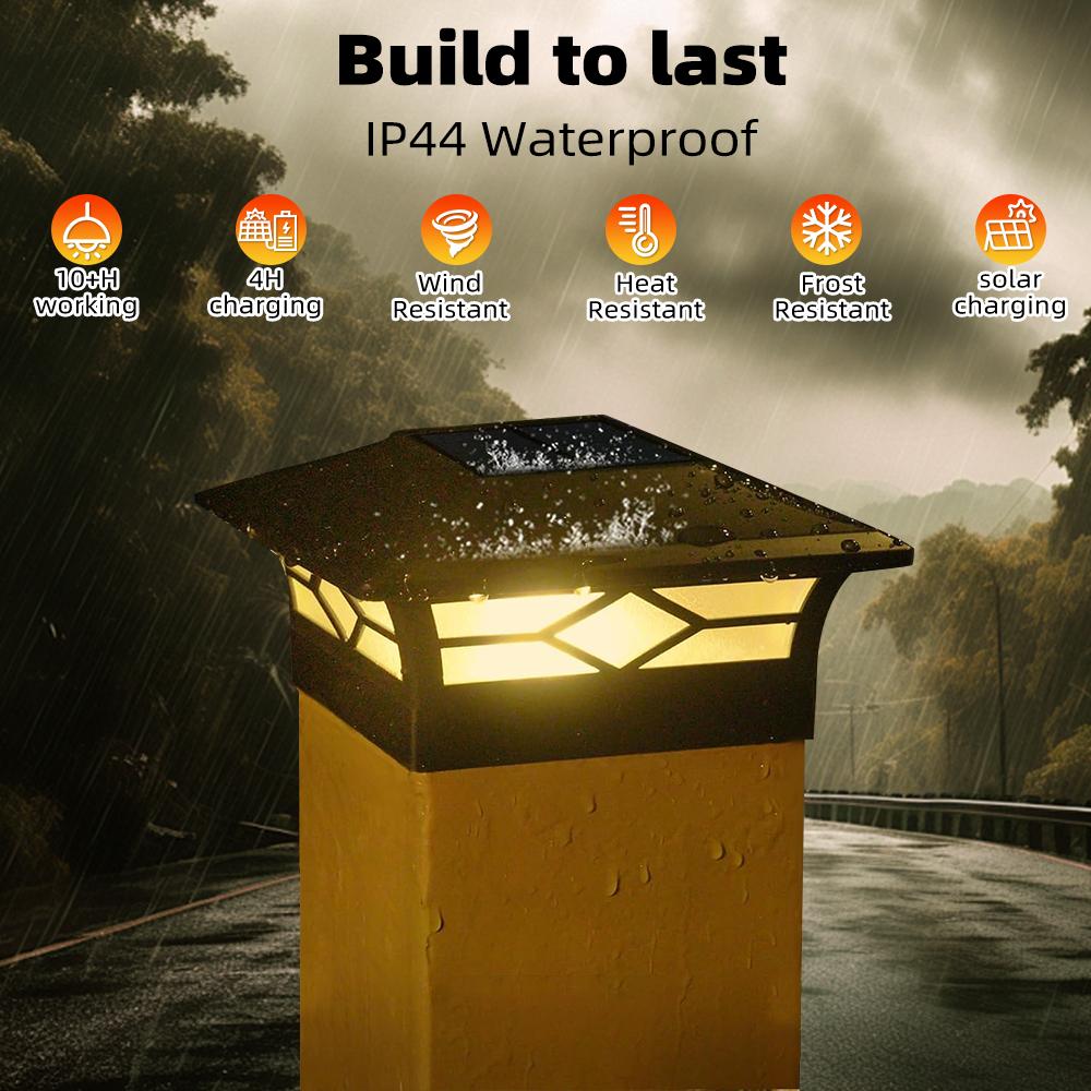 2PCS Solar LED Post Lights Portable Bright Fence Post Cap Light Decoration Stigma Lamp for Outdoor Garden Porch Patio Yard