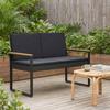 Outdoor Bench with Cushions Black 107 x 61 x 80 cm Poly Rattan