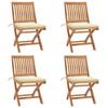 Chaises pliables de jardin avec coussins lot de 4 Teck solide