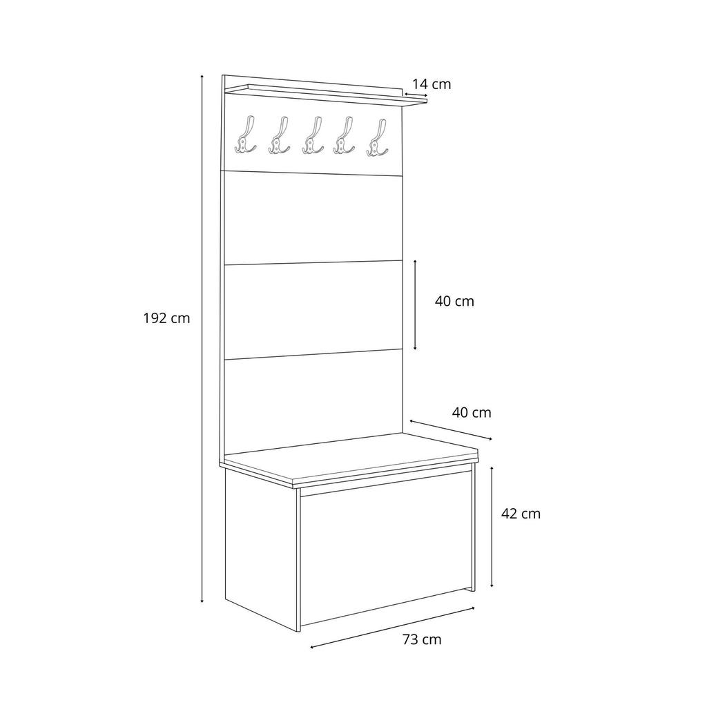 Shoe cabinet with seat and hanger ANDY