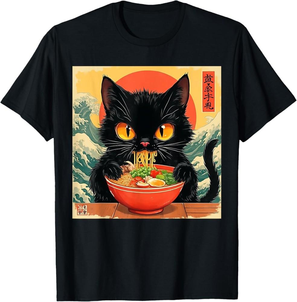 Cat Ramen Japanese Funny Graphic Kawaii T-Shirt Unisex T-Shirt XL
