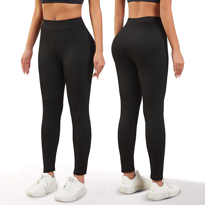 Autumn/Winter Plus Size Thick Velvet Black Base Layer Pants - European & American Style
