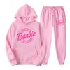 Womens Sweet Casual Printed Hoodie Set Long Sleeve Top Pants Outfit Daily Wear