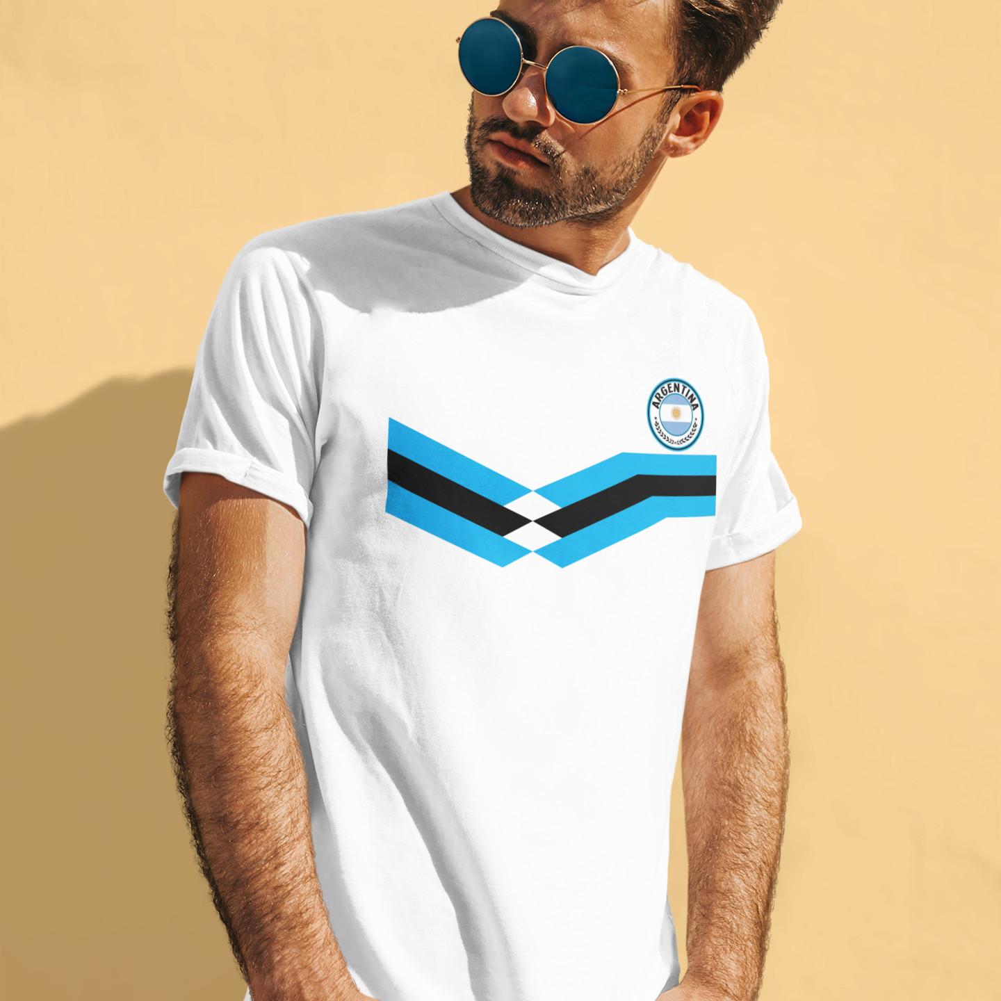ARGENTINA Retro Strip Football T-Shirt Mens Womens Tees Top Mens COTTON Rugby S