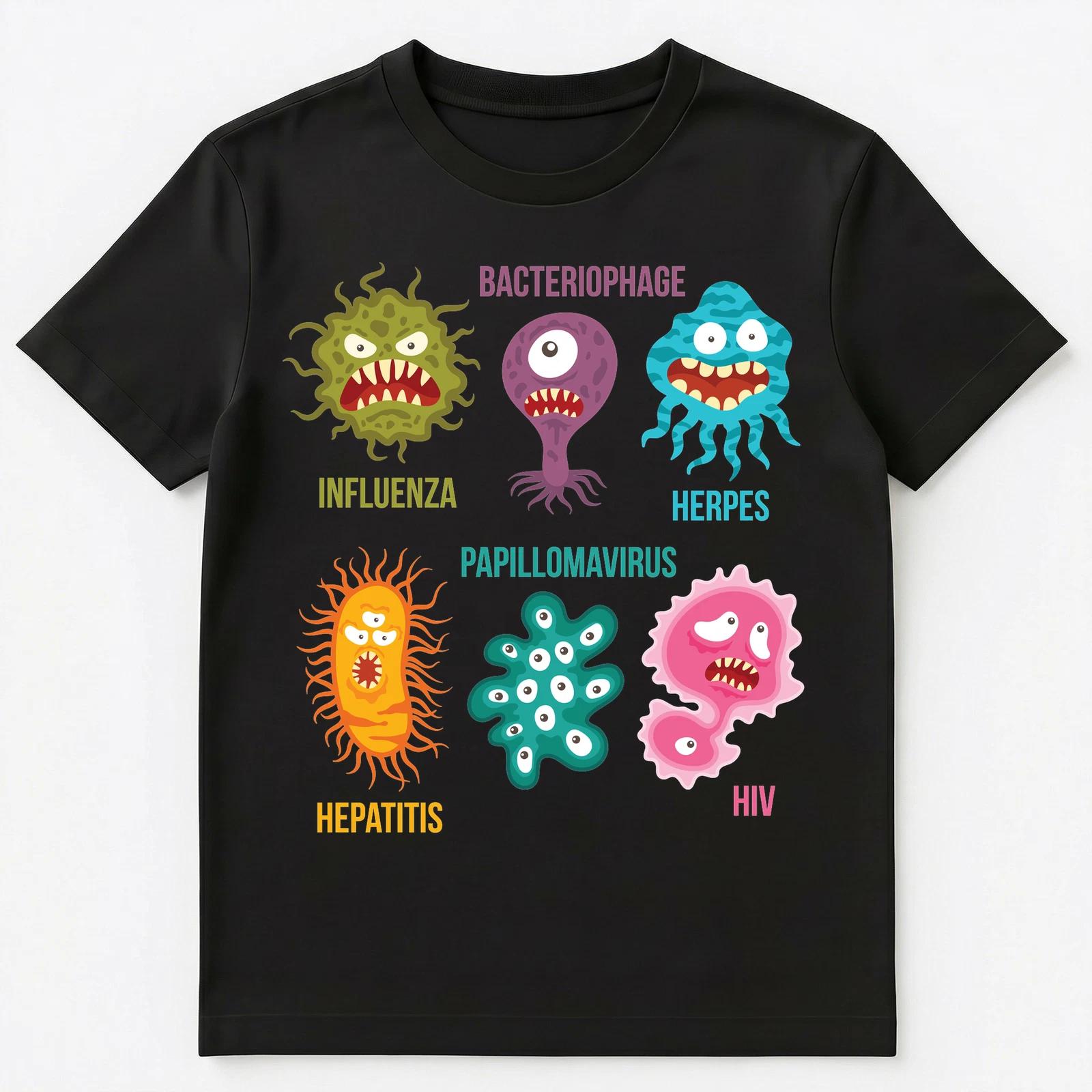 

Virology T Shirt Family Of Cute Colorful Viruses Unisex T-Shirt 4XL