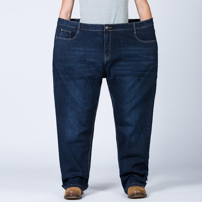 Plus Size Men's Straight-Leg High-Waisted Stretch Relaxed Fit Thick Autumn/Winter Trousers