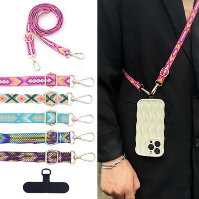 Men's and Women's Nylon Color Phone Lanyard Neck Oblique Camera Door Card Bag Phone Strap Accessories
