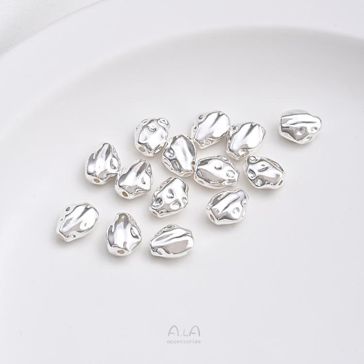 Color-Preserving Copper-Plated 925 Silver Irregular Spacer Beads for Baroque-Style DIY Pearl Jewelry