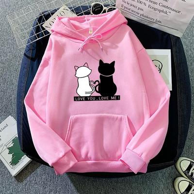 Süßes Katzenmotiv Damen-Sweatshirt Herbst Winter Täglich Lässig Sportlich Lockerer Hoodie Mädchen Zuhause Outdoor Komfort Warm Pullover