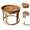 Rattan Side Table Decorative Coffee Holder Storage Tray NightStand Round End for Bedroom